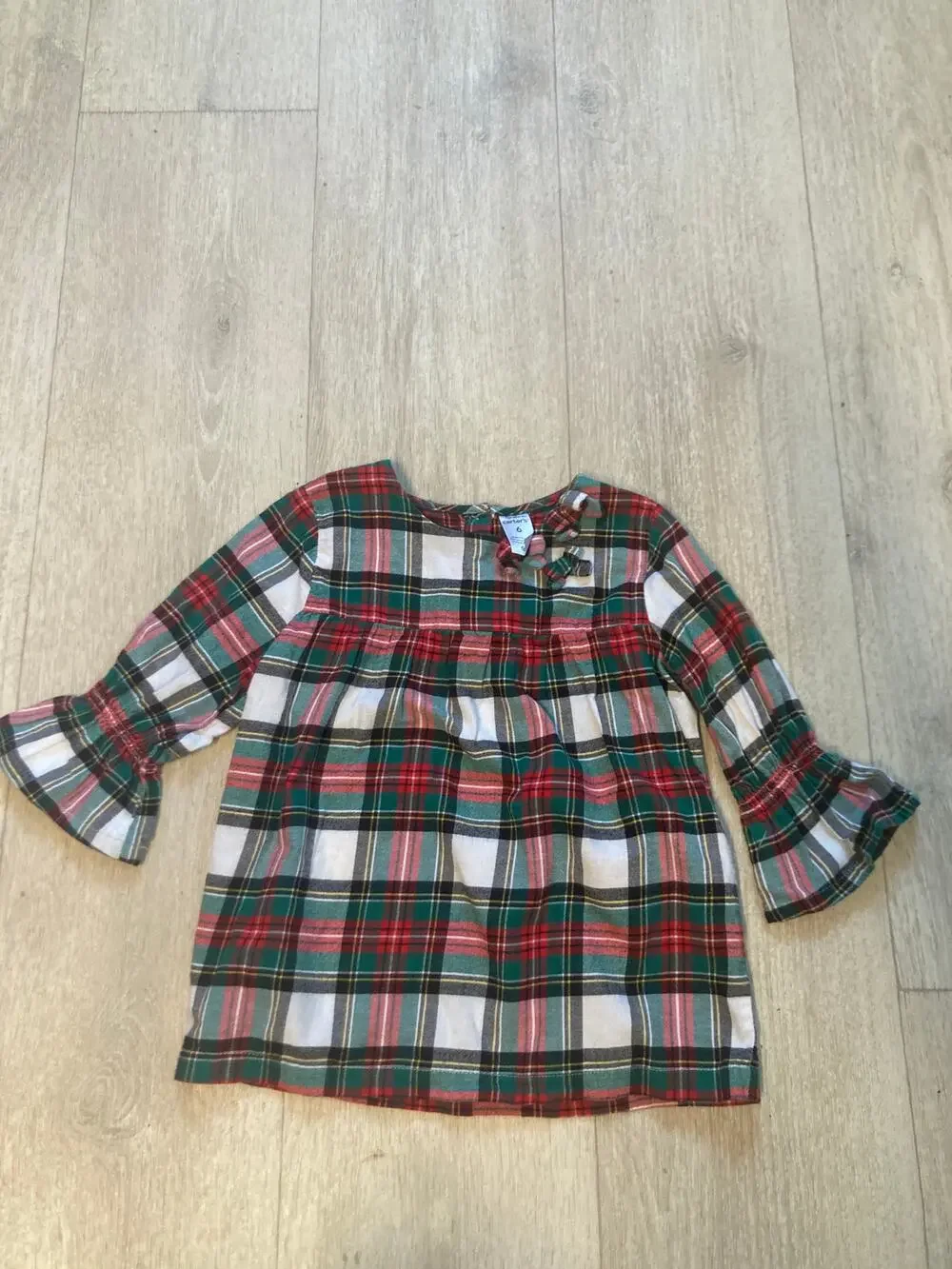 Carter’s Girls Red & Green Plaid Flannel Top, Size 6